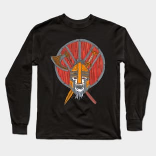 Viking Skull with Shield and Weapons Long Sleeve T-Shirt